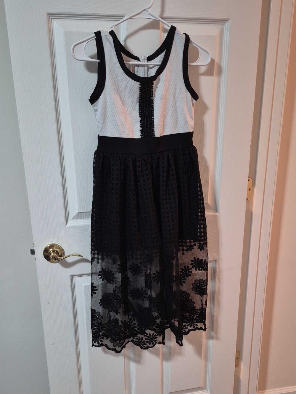 Bonnie Jean Black and White Lace Overlay Dress
